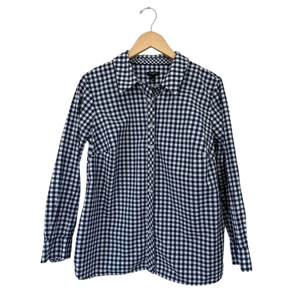Talbots Women's Check Plaid Gingham Button Down Shirt Long Sleeve Size 1X - Picture 7 of 13